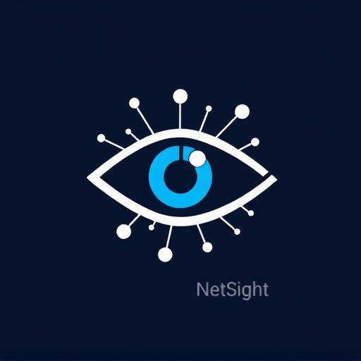 NetSight Analytics Logo - A stylized network node with an eye in the center